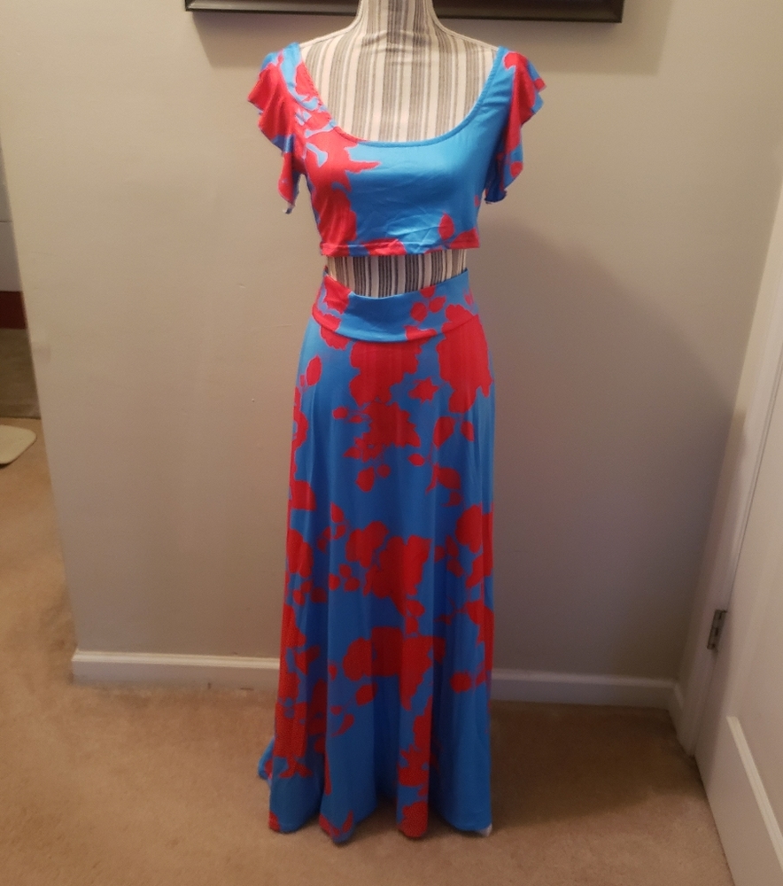 Two Piece  womens fashion printed strapless dress😀Vacation Calling!!!!🙂 - Picture 4 of 7